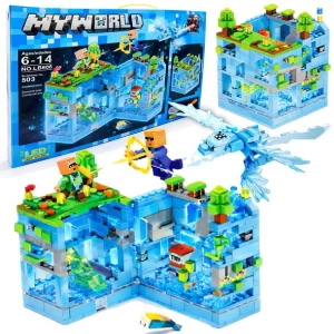 Klocki Minecraft Lodowa Twierdza LED 503 el Smok Jaskinia