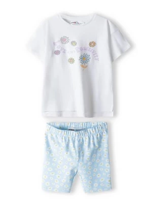Komplet dla dziewczynki- t-shirt i krótkie legginsy w kwiatki Minoti