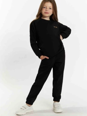 Komplet dresowy dziewczęcy - bluza i spodnie dresowe - czarny TUP TUP