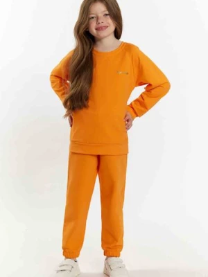 Komplet dresowy dziewczęcy - bluza i spodnie dresowe - pomarańczowe TUP TUP