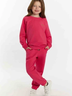 Komplet dresowy dziewczęcy - bluza i spodnie dresowe - różowy TUP TUP