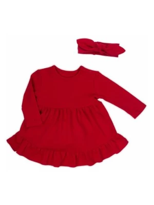 Komplet dziewczęcy sukienka i opaska czerwony Nicol