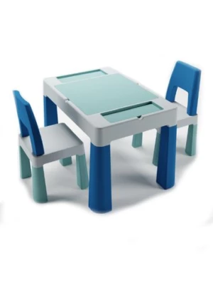 Komplet Multifun stolik i dwa krzesełka - turkusowy, granatowy, szary TEGA