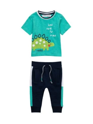 Komplet niemowlęcy bawełniany zielony- T-shirt i dresy Minoti