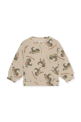 Konges Sløjd bluza bawełniana dziecięca kolor beżowy z nadrukiem