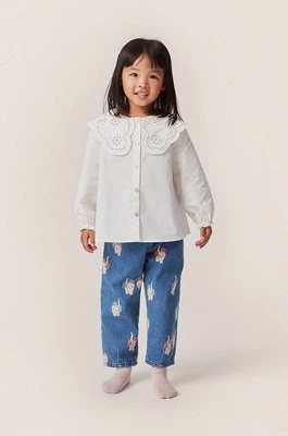 Konges Sløjd bluzka bawełniana dziecięca kolor biały z aplikacją