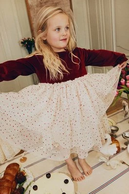 Konges Sløjd sukienka dziecięca kolor bordowy mini rozkloszowana