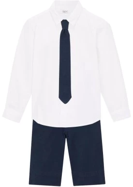 Koszula chłopięca + krótkie spodnie + krawat (3 części) bonprix