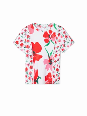 Koszulka z patchworkowym nadrukiem w kwiaty Desigual