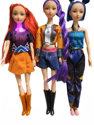 KPOP Lalki Śpiewające LED   Zestaw 3 szt Huntrix Demon Hunters Prezent