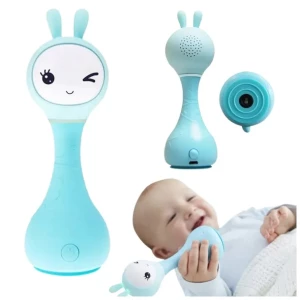 Króliczek Interaktywny z Muzyką R1 Grzechotka Niebieski Alilo Smarty Bunny