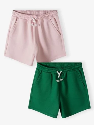 Krótkie spodenki dla dziewczynki - 2pak - zielone i różowe - Limited Edition