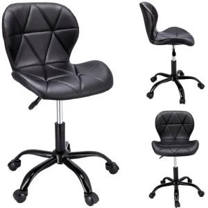 KRZESŁO biurkowe na kółkach obrotowe biurka ENDO ekoskóra czarne JUMIhome
