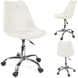 KRZESŁO biurkowe na kółkach obrotowe Z PODUSZKĄ biurka IGER białe JUMIhome