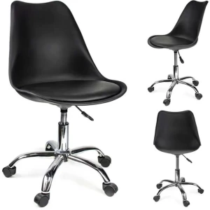 KRZESŁO biurkowe na kółkach obrotowe Z PODUSZKĄ biurka IGER czarne JUMIhome