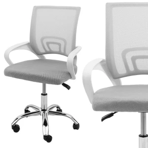 KRZESŁO BIUROWE FOTEL OBROTOWY REGULOWANE ERGONOMICZNE DO BIURKA SZARE