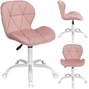 KRZESŁO biurowe na kółkach obrotowe do biurka ENDO welur różowe