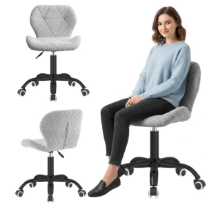 Krzesło obrotowe biurowe fotel do biurka regulowane szare tkanina VASTO