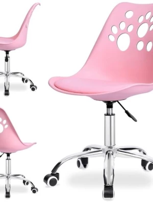 KRZESŁO OBROTOWE DO NAUKI BIURKA DLA DZIECKA DZIECIĘCE BIUROWE FOTEL RÓŻOWY