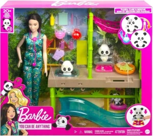Lalka Barbie Zestaw weterynarz Opieka nad pandami i akcesoria HKT77