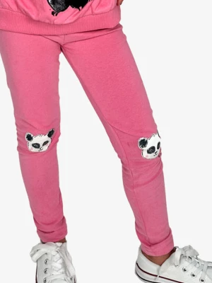 Legginsy dla dziewczynki, z motywem pandy na kolanach, różowe, 3-8 lat Endo