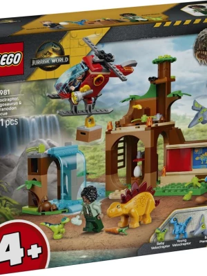 LEGO 77981 Jurassic World Welociraptor, stegozaur i pteranodon – Centrum ratunkowe Lego