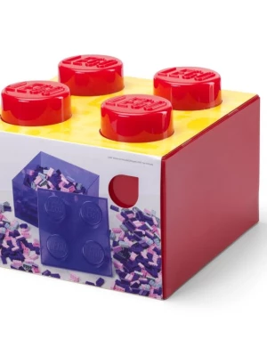 LEGO 40090804 Classic Pojemnik klocek LEGO Brick 4 z pokrywką – Przezroczysty czerwony Lego