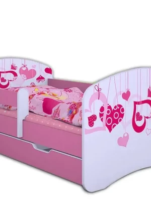 ŁÓŻKO 140/70 + SZUFLADA RÓŻOWE - HAPPYBABIES_PL