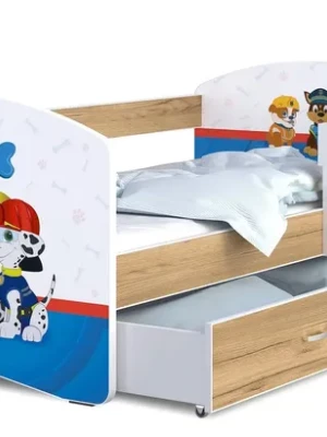 Łóżko 160x80 szuflada + materac + grafika LUKI