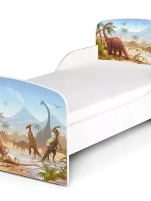 Łóżko dziecięce 140x70 cm Jurassic Dino + Materac i Stelaż