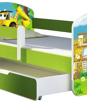 Łóżko dziecięce 140x70 szuflada materac ZIELONE