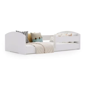 Łóżko dziecięce 160x80 białe pojedyncze Montessori barierka materac LEO