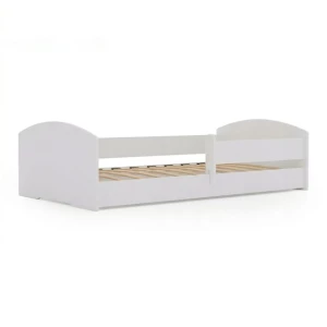 Łóżko dziecięce 160x80 pojedyncze niskie Montessori barierka białe LEO
