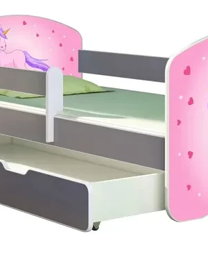 Łóżko dziecięce 160x80 szuflada materac Szary ACMA