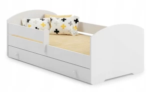 ﻿Łóżko dziecięce 160x80 z szufladą + materac białe LUK