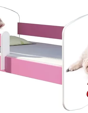 Łóżko dziecięce 180x80 + materac RÓŻOWE ACMA