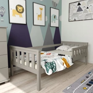 ﻿ŁÓŻKO DZIECIĘCE DLA DZIECKA DREWNIANE SZARE FRANIO 80X160 + STELAŻ GRATIS