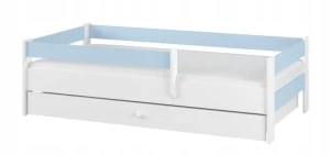 ﻿Łóżko dziecięce dla dziecka SIMPLE BABY BOO 160x80 SZUFLADA biały niebieski