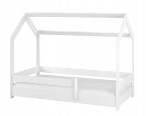 ﻿Łóżko dziecięce DOMEK BABY BOO 160x80 + materac BIAŁY GŁADKI