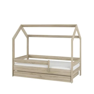 Łóżko dziecięce DOMEK BABY BOO 160x80 + szuflada + materac DĄB SONOMA