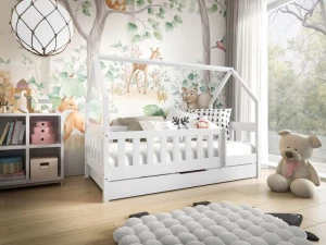 ﻿Łóżko dziecięce DOMEK LUNA 160x80 materac szuflada