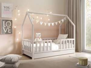 ﻿Łóżko dziecięce DOMEK NIKOŚ 160x80 materac szuflada