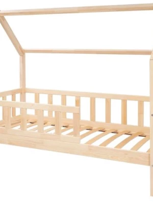 Łóżko dziecięce drewniane DOMEK z barierkami pojedyncze 200x120 sosna LEON