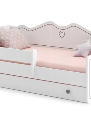 Łóżko dziecięce EMMA-DREAM 140x70 barierka szuflada materac - Biały/Szary
