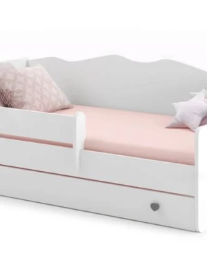 Łóżko dziecięce EMMA-WHITE 160x80 barierka szuflada materac - Biały/Szary