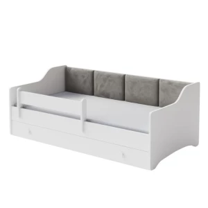 ﻿ŁÓŻKO DZIECIĘCE ERYK 160X80 UCHWYT BIAŁY Z SZUFLADĄ I BARIERKĄ+ MATERAC