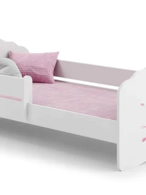 Łóżko dziecięce FALA białe dziewczynka skrzydła 140x70 barierka + materac