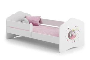 ﻿Łóżko dziecięce FALA białe śpiąca księżniczka 160x80 barierka + materac
