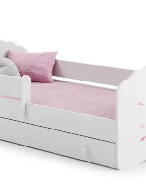 Łóżko dziecięce FALA białe wróżka 160x80 barierka szuflada materac