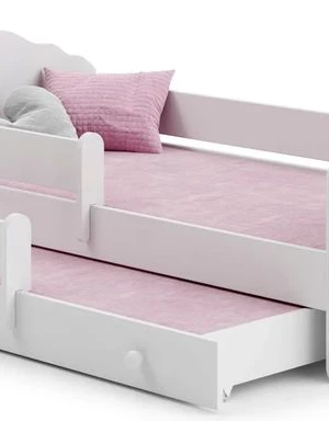 Łóżko dziecięce FALA II białe podwójne wysuwane 160x80 barierki + materace